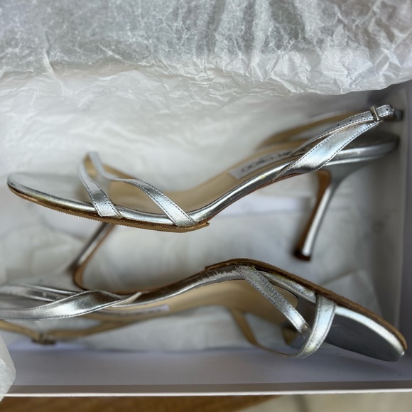 90s Strappy Napa Silver Leather Jimmy Choo Heels Stilettos | 39 - Picture 11 of 11
